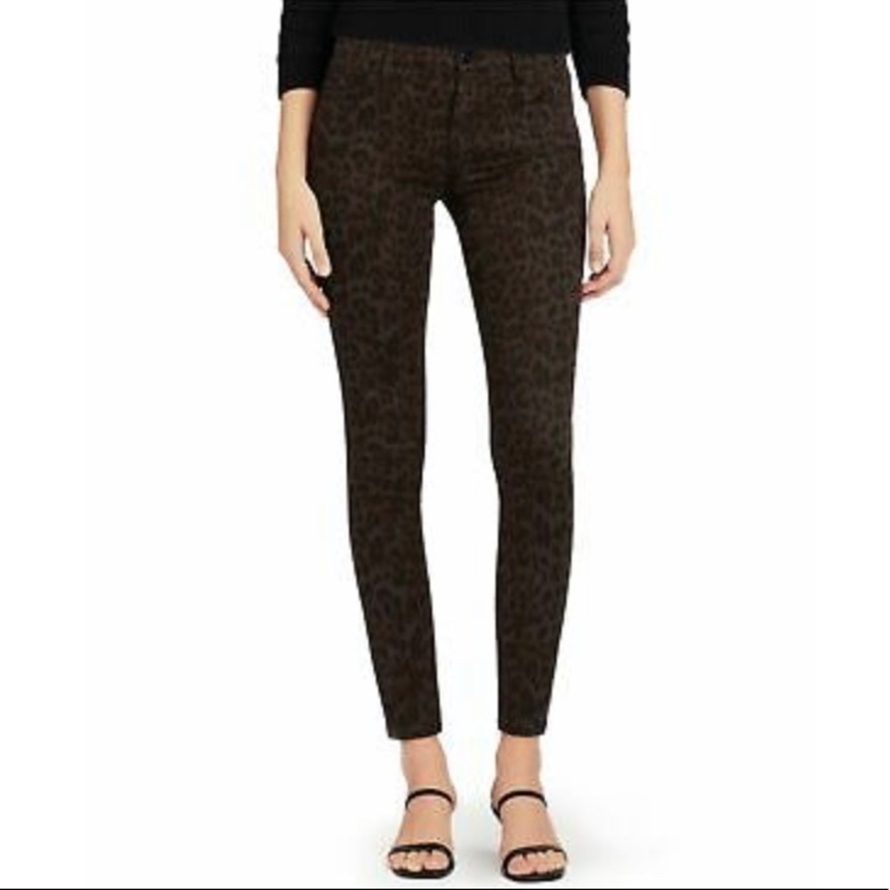 JOE’S THE ICON Black Pocket Animal Print Dark Leopard Mid Rise Skinny Ankle